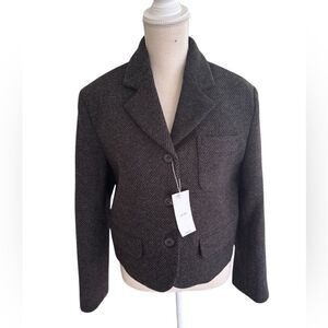 Le:Apt Sommer Grey Cropped Wool Tweed Jacket M NWT
